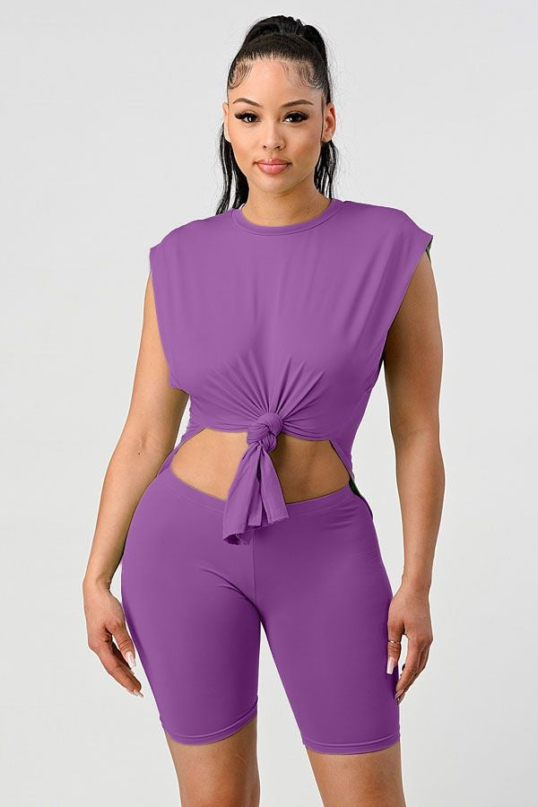 SIDE SLIT TANK BIKER SHORT SET