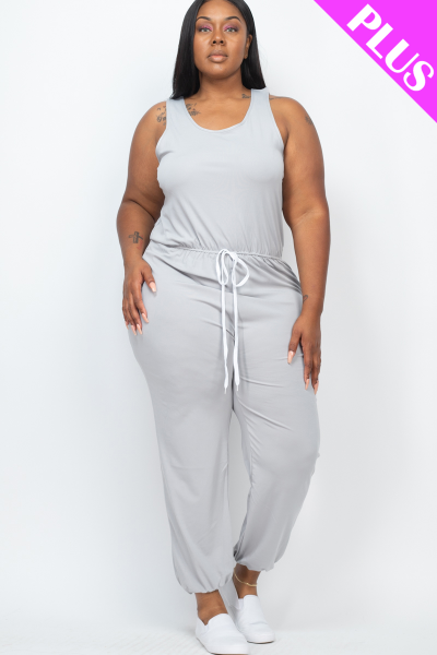 Plus Elasticized Waist Jogger/ Jumpsuits