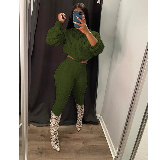 Solid Knit Sweater 2 Piece Set