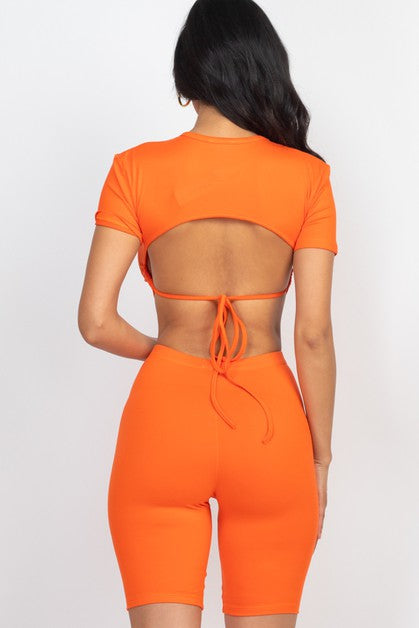 TWO PIECES CROP AND BIKER SET