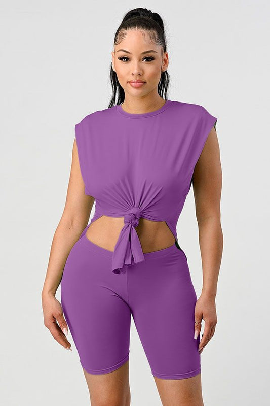 SIDE SLIT TANK BIKER SHORT SET