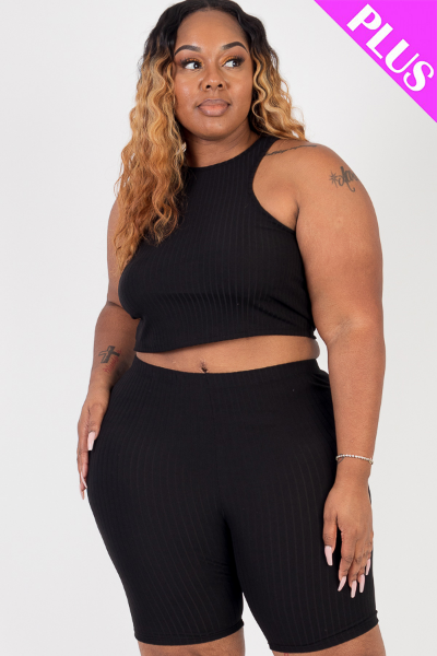 Plus Size Ribbed Tank Top Set